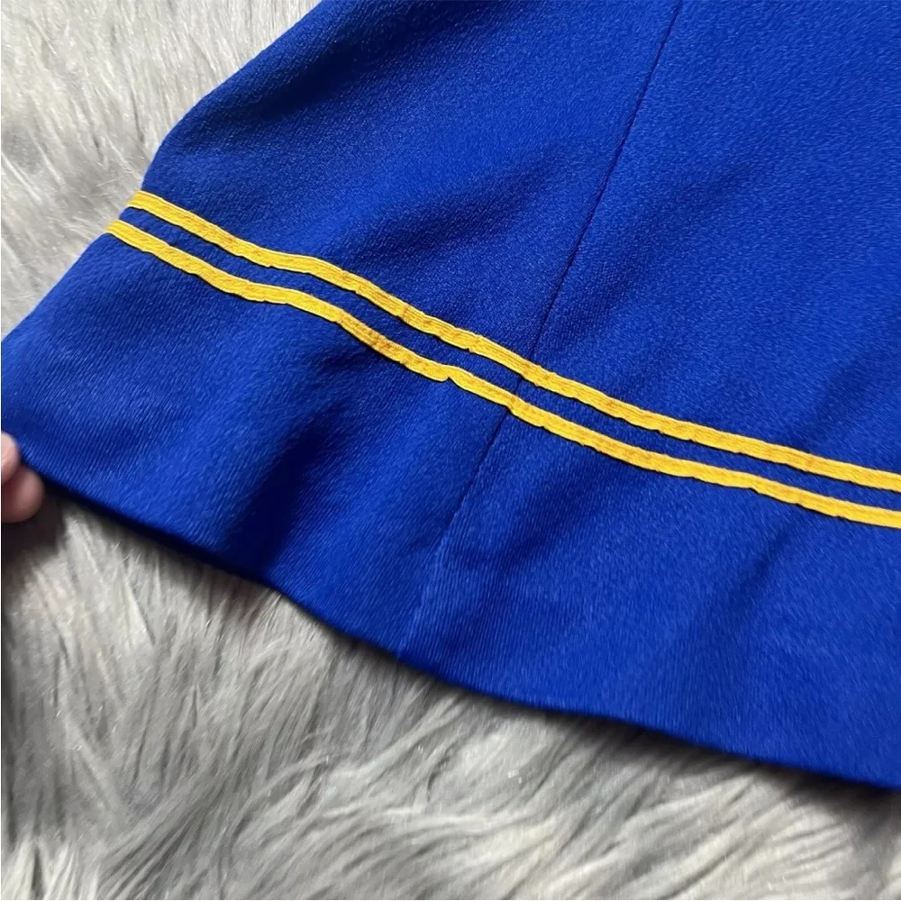 Vintage Toddler Girls Blue Yellow Polyester  Sailor Dress